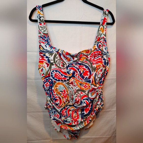 Anne Cole Womens Watercolor Paisley One Piece Swimsuit Size 16 NWOT Multicolored - Picture 1 of 10